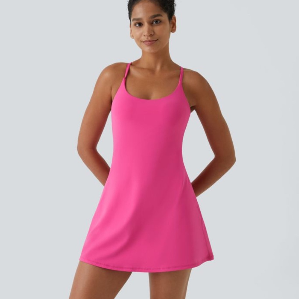 HALARA Bright Pink backless active dress. New with tags.